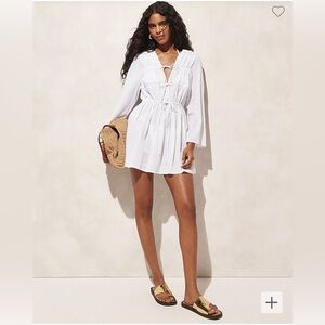 J.Crew Tiered Tie-Front Dress/Swim Coverup in Beach Cotton, size M, white